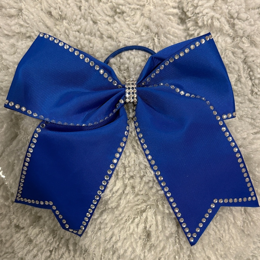 Sparkling Blue Kids Hair Bow with Rhinestones